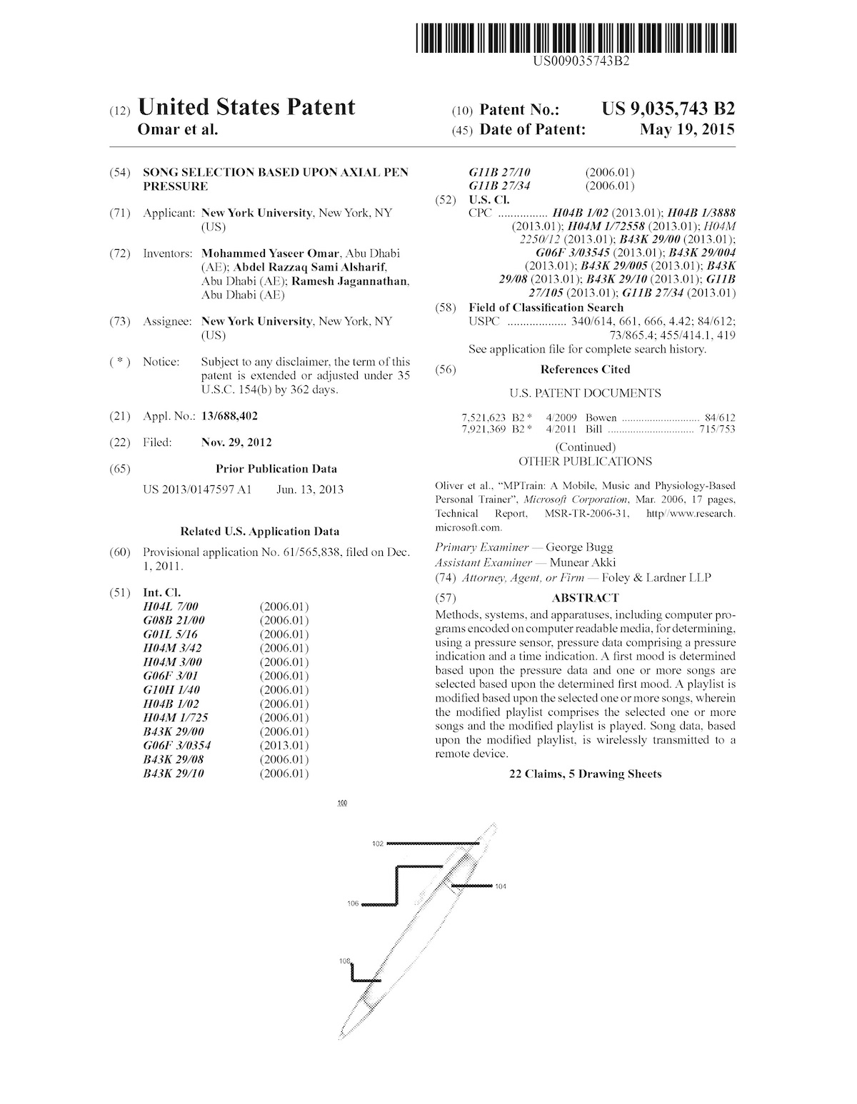 Methods, systems, and apparatuses, including computer programs encoded on computer readable media, for determining, using a pressure sensor, pressure data comprising a pressure indication and a time indication. A first mood is determined based upon the pressure data and one or more songs are selected based upon the determined first mood. A playlist is modified based upon the selected one or more songs, wherein the modified playlist comprises the selected one or more songs and the modified playlist is played. Song data, based upon the modified playlist, is wirelessly transmitted to a remote device.